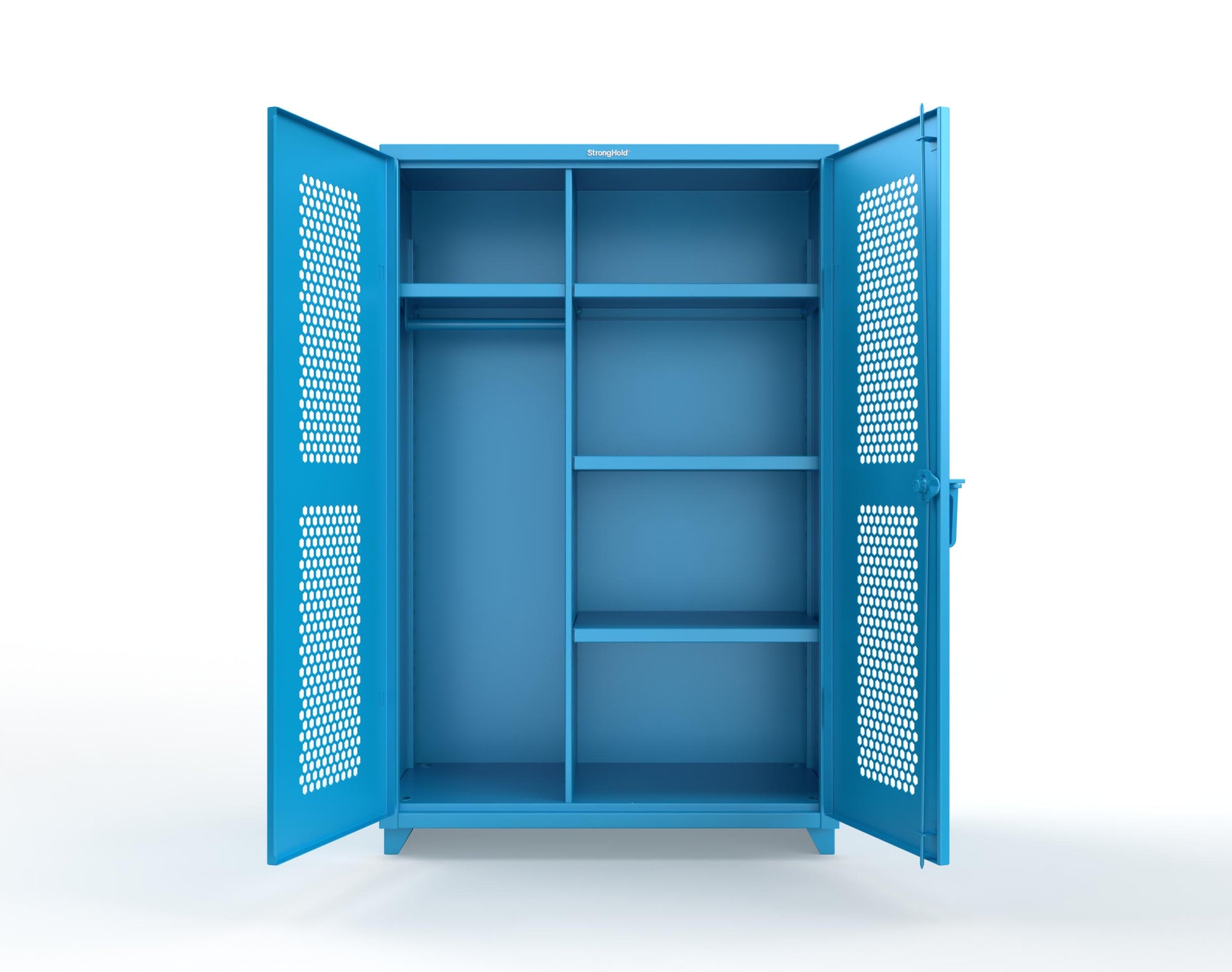 Extra Heavy Duty 14 GA Ventilated (Hex) Uniform Cabinet with 4 Shelves - 48 In. W x 24 In. D x 75 In. H - 46-H-W-244-L-5012