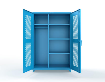 Extra Heavy Duty 14 GA Ventilated (Hex) Uniform Cabinet with 4 Shelves - 48 In. W x 24 In. D x 75 In. H - 46-H-W-244-L-5012