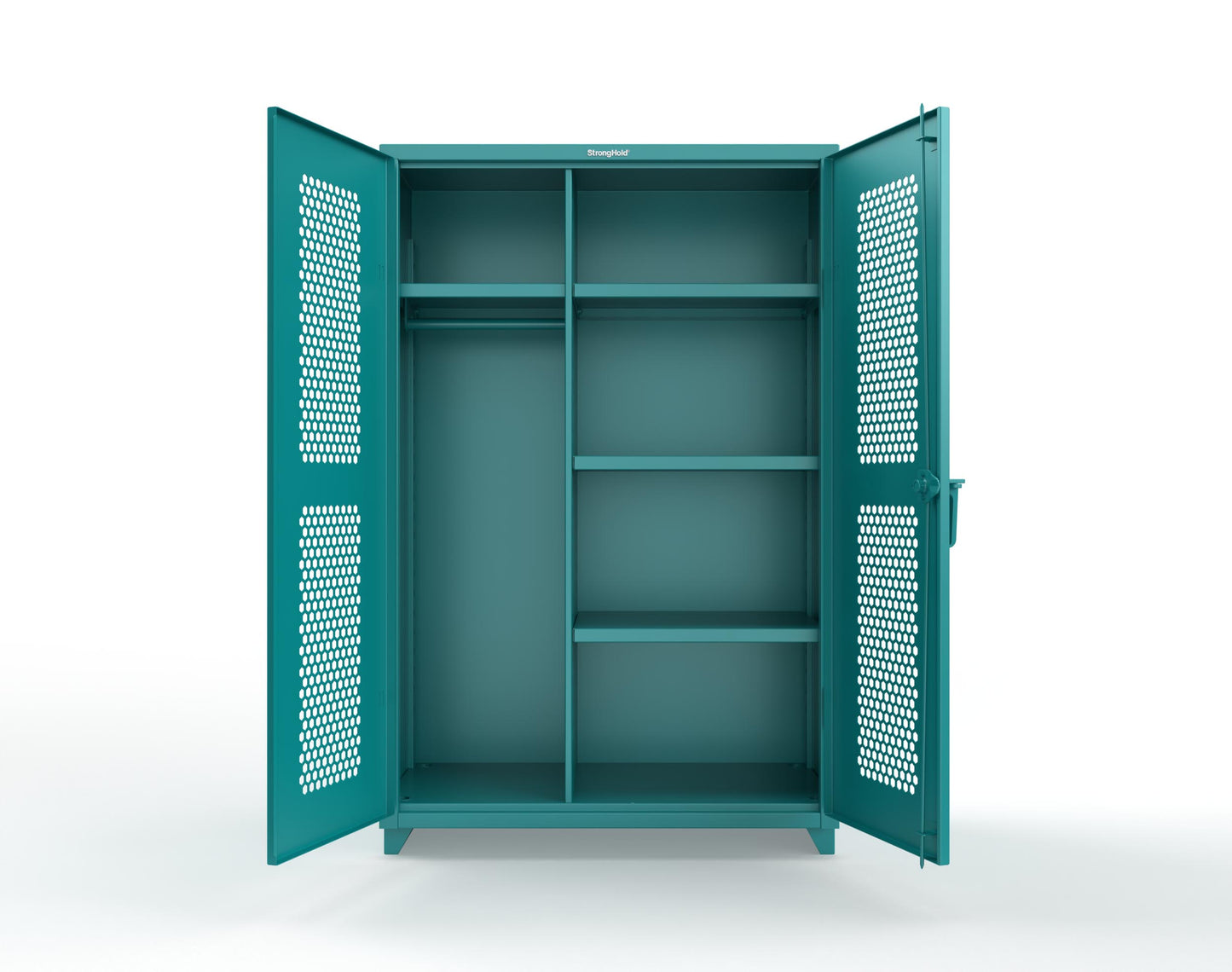 Extra Heavy Duty 14 GA Ventilated (Hex) Uniform Cabinet with 4 Shelves - 48 In. W x 24 In. D x 75 In. H - 46-H-W-244-L-5021