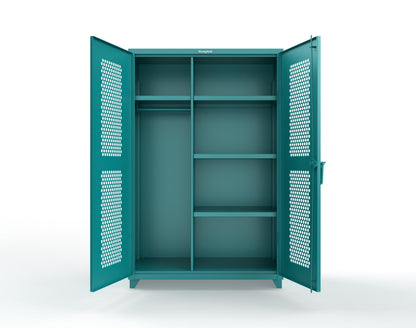 Extra Heavy Duty 14 GA Ventilated (Hex) Uniform Cabinet with 4 Shelves - 48 In. W x 24 In. D x 75 In. H - 46-H-W-244-L-5021