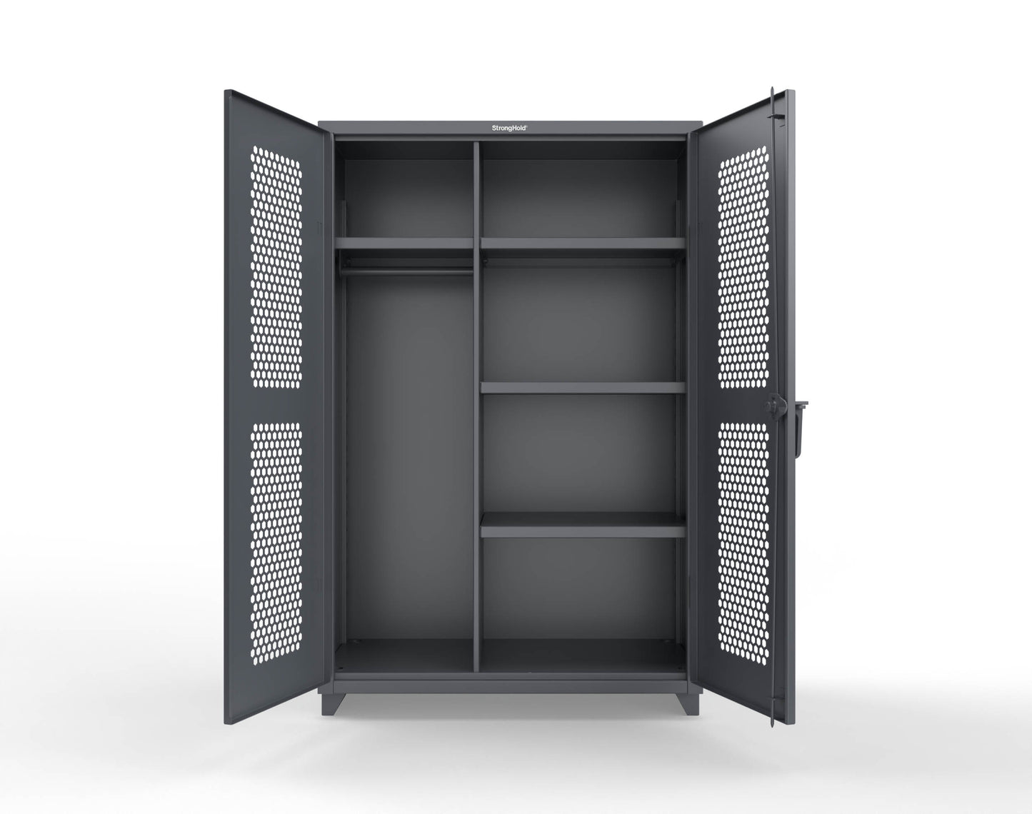 Extra Heavy Duty 14 GA Ventilated (Hex) Uniform Cabinet with 4 Shelves - 48 In. W x 24 In. D x 75 In. H - 46-H-W-244-L-7024