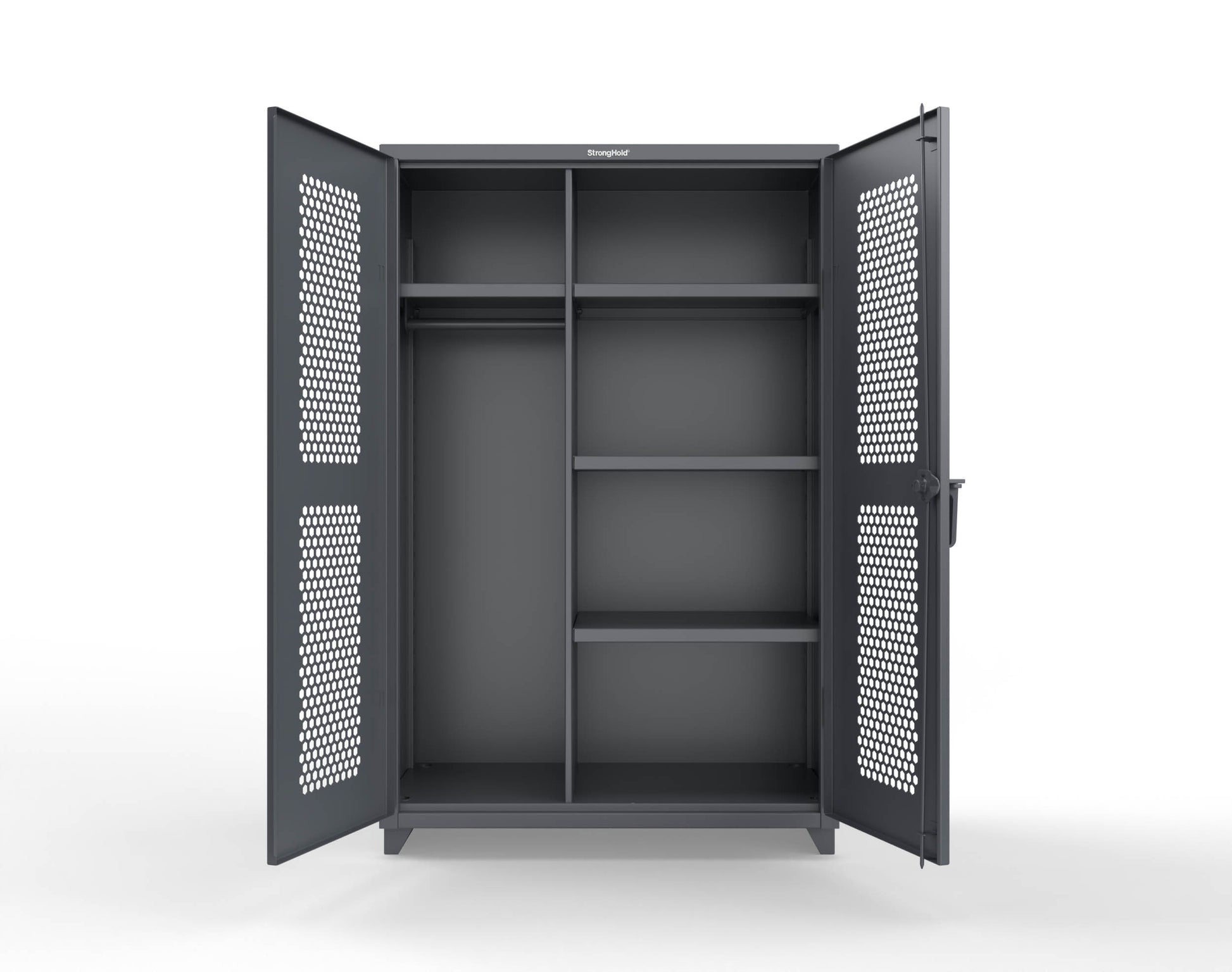 Extra Heavy Duty 14 GA Ventilated (Hex) Uniform Cabinet with 4 Shelves - 48 In. W x 24 In. D x 75 In. H - 46-H-W-244-L-7024