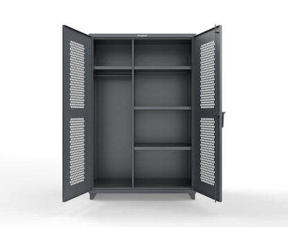 Extra Heavy Duty 14 GA Ventilated (Hex) Uniform Cabinet with 4 Shelves - 48 In. W x 24 In. D x 75 In. H - 46-H-W-244-L-7024