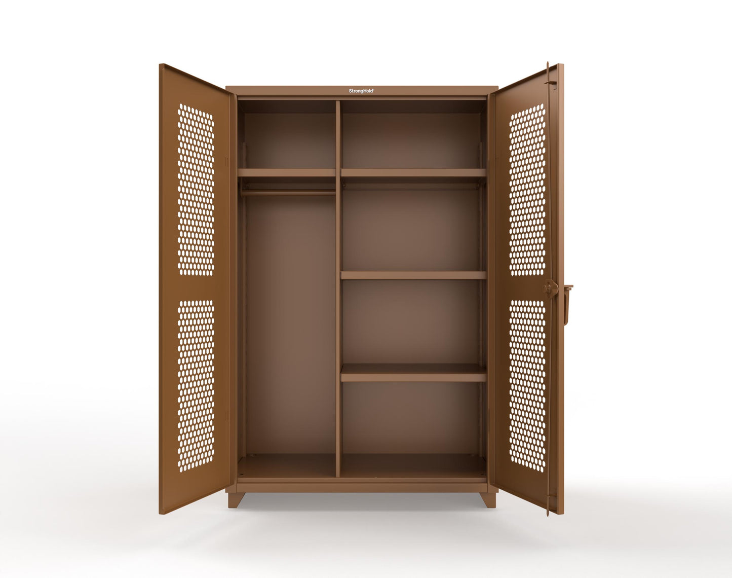 Extra Heavy Duty 14 GA Ventilated (Hex) Uniform Cabinet with 4 Shelves - 48 In. W x 24 In. D x 75 In. H - 46-H-W-244-L-8008