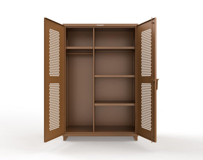 Extra Heavy Duty 14 GA Ventilated (Hex) Uniform Cabinet with 4 Shelves - 48 In. W x 24 In. D x 75 In. H - 46-H-W-244-L-8008
