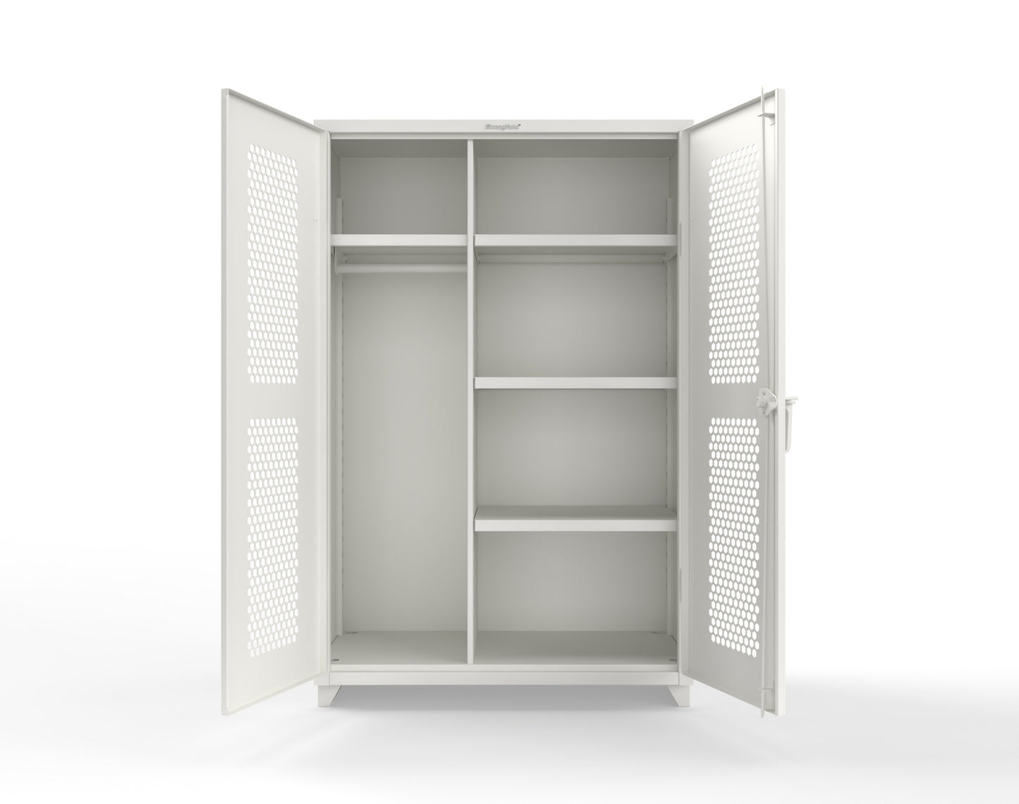 Extra Heavy Duty 14 GA Ventilated (Hex) Uniform Cabinet with 4 Shelves - 48 In. W x 24 In. D x 75 In. H - 46-H-W-244-L-9003