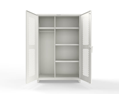 Extra Heavy Duty 14 GA Ventilated (Hex) Uniform Cabinet with 4 Shelves - 48 In. W x 24 In. D x 75 In. H - 46-H-W-244-L-9003