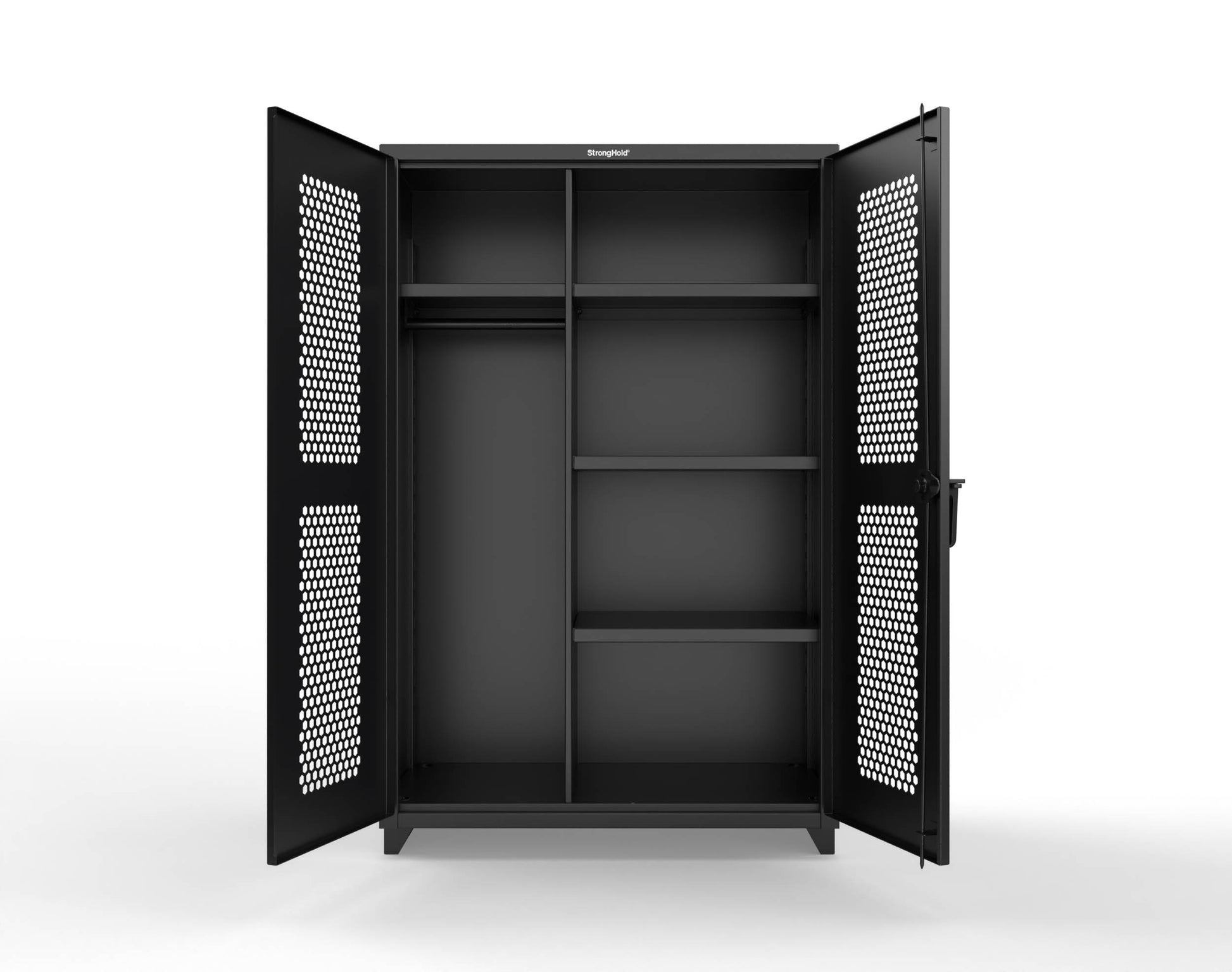 Extra Heavy Duty 14 GA Ventilated (Hex) Uniform Cabinet with 4 Shelves - 48 In. W x 24 In. D x 75 In. H - 46-H-W-244-L-9005