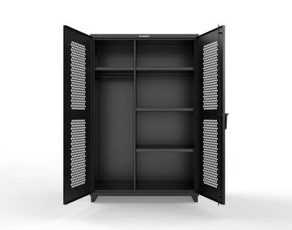 Extra Heavy Duty 14 GA Ventilated (Hex) Uniform Cabinet with 4 Shelves - 48 In. W x 24 In. D x 75 In. H - 46-H-W-244-L-9005