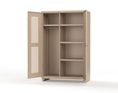 Extra Heavy Duty 14 GA Ventilated (Hex) Uniform Cabinet with 4 Shelves - 48 In. W x 24 In. D x 75 In. H - 46-H-W-244-L-1019