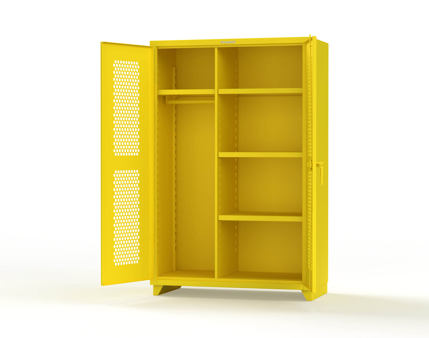 Extra Heavy Duty 14 GA Ventilated (Hex) Uniform Cabinet with 4 Shelves - 48 In. W x 24 In. D x 75 In. H - 46-H-W-244-L-1021