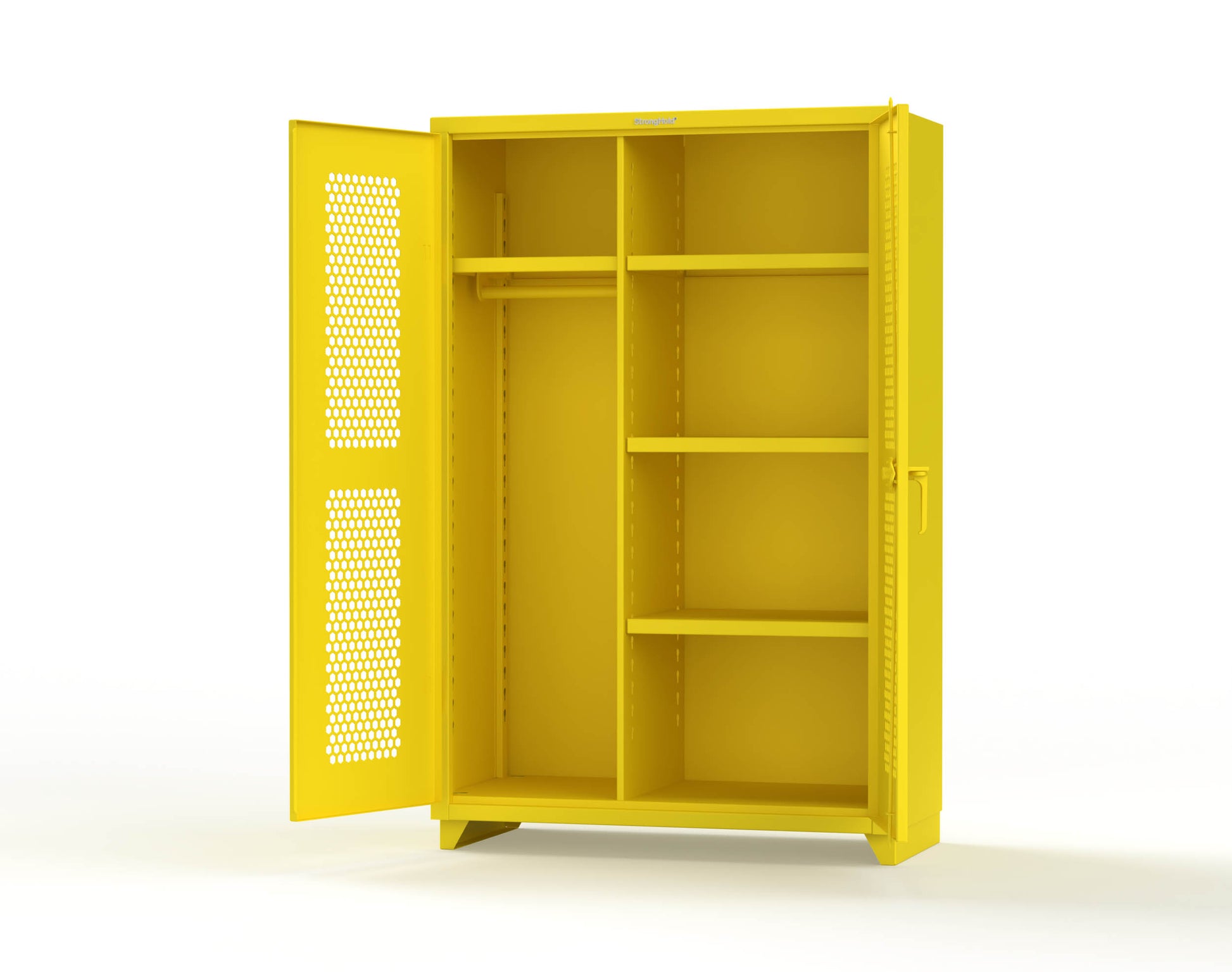 Extra Heavy Duty 14 GA Ventilated (Hex) Uniform Cabinet with 4 Shelves - 48 In. W x 24 In. D x 75 In. H - 46-H-W-244-L-1021