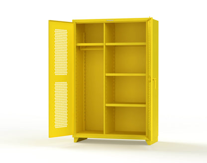 Extra Heavy Duty 14 GA Ventilated (Hex) Uniform Cabinet with 4 Shelves - 48 In. W x 24 In. D x 75 In. H - 46-H-W-244-L-1021