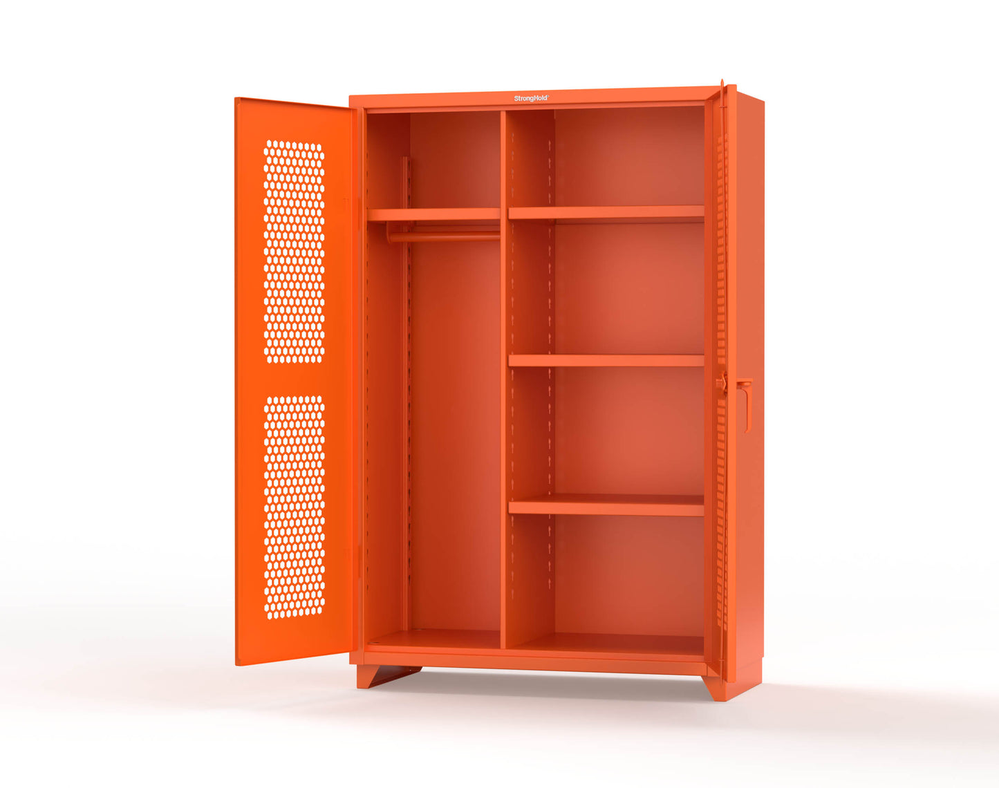 Extra Heavy Duty 14 GA Ventilated (Hex) Uniform Cabinet with 4 Shelves - 48 In. W x 24 In. D x 75 In. H - 46-H-W-244-L-2009