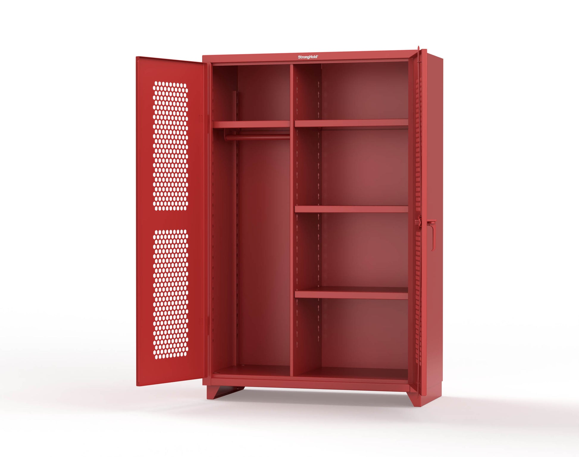 Extra Heavy Duty 14 GA Ventilated (Hex) Uniform Cabinet with 4 Shelves - 48 In. W x 24 In. D x 75 In. H - 46-H-W-244-L-3001