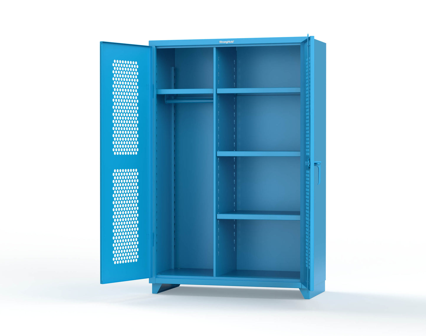 Extra Heavy Duty 14 GA Ventilated (Hex) Uniform Cabinet with 4 Shelves - 48 In. W x 24 In. D x 75 In. H - 46-H-W-244-L-5012
