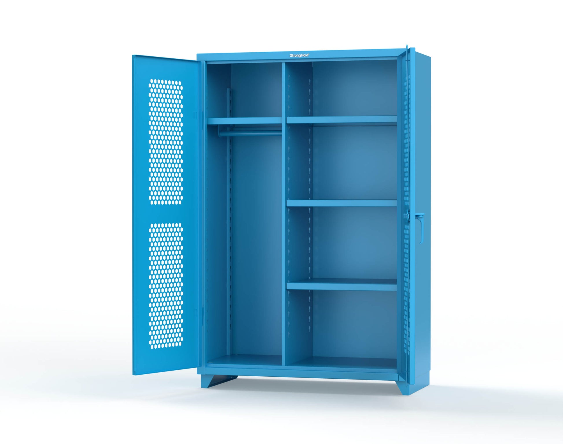Extra Heavy Duty 14 GA Ventilated (Hex) Uniform Cabinet with 4 Shelves - 48 In. W x 24 In. D x 75 In. H - 46-H-W-244-L-5012