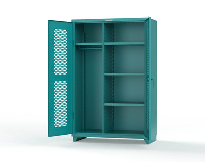 Extra Heavy Duty 14 GA Ventilated (Hex) Uniform Cabinet with 4 Shelves - 48 In. W x 24 In. D x 75 In. H - 46-H-W-244-L-5021