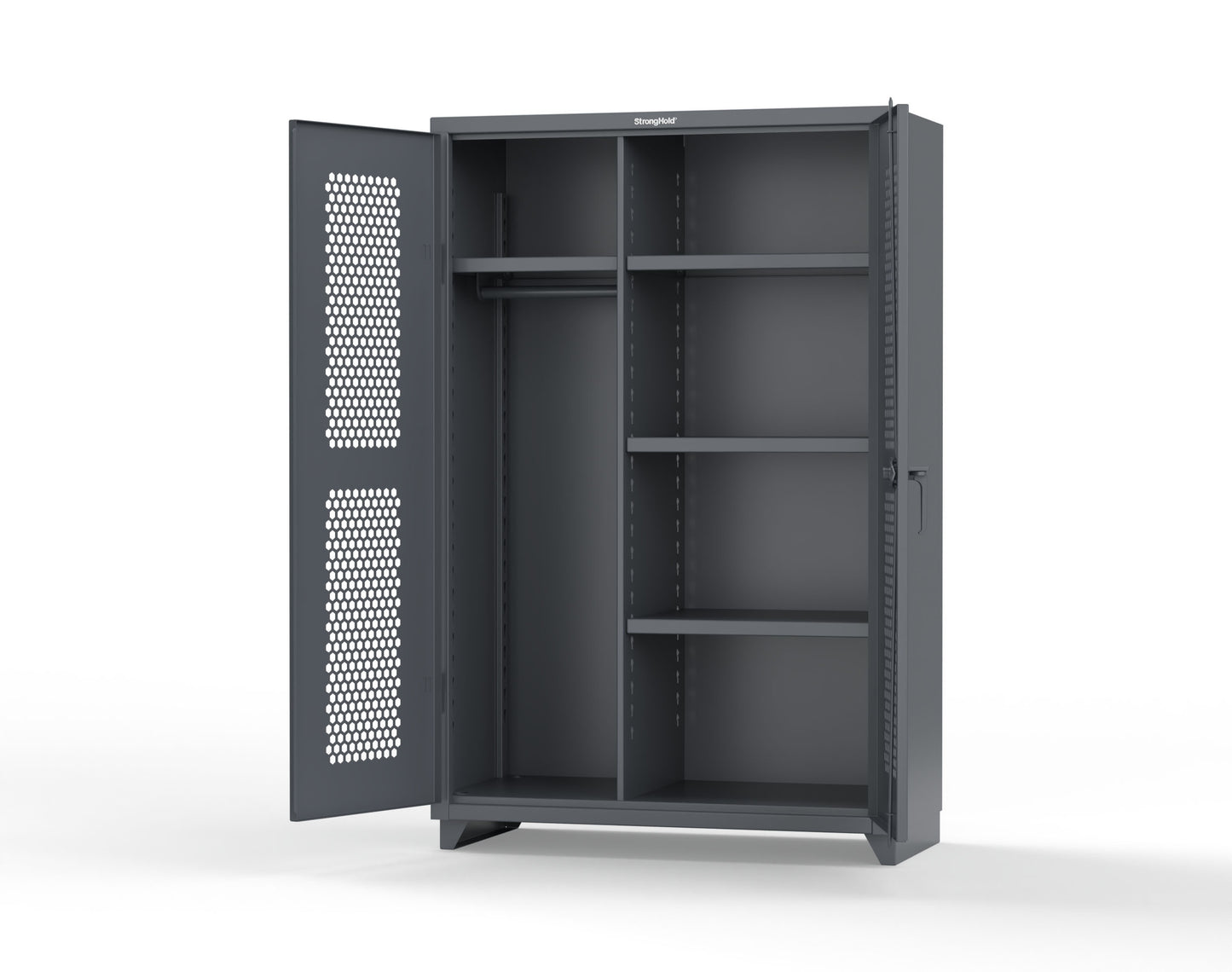 Extra Heavy Duty 14 GA Ventilated (Hex) Uniform Cabinet with 4 Shelves - 48 In. W x 24 In. D x 75 In. H - 46-H-W-244-L-7024