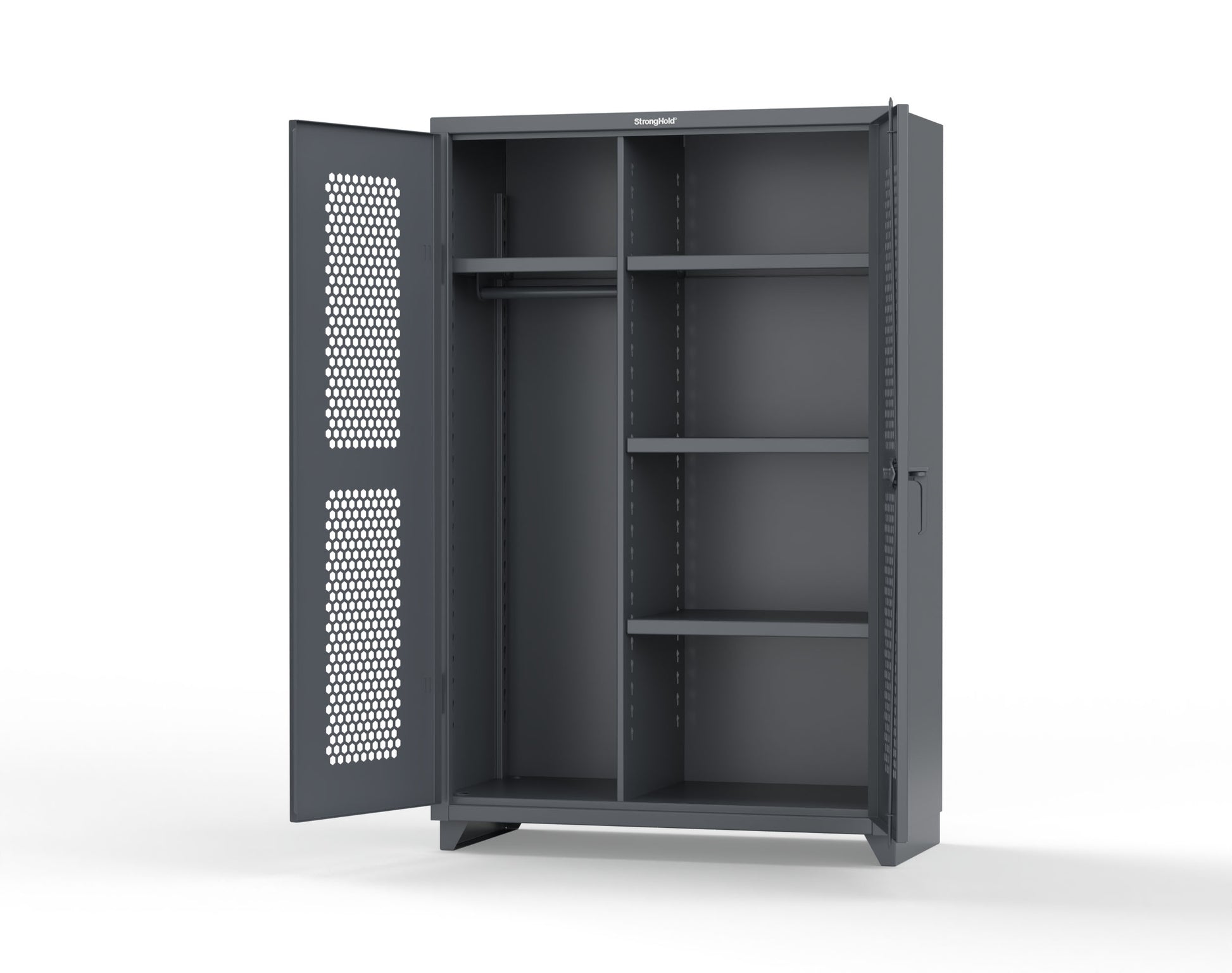 Extra Heavy Duty 14 GA Ventilated (Hex) Uniform Cabinet with 4 Shelves - 48 In. W x 24 In. D x 75 In. H - 46-H-W-244-L-7024
