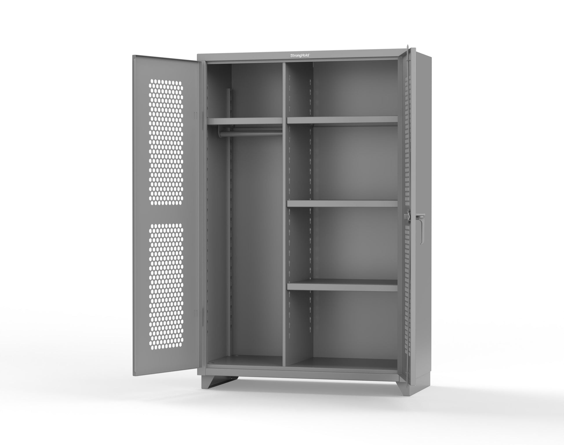 Extra Heavy Duty 14 GA Ventilated (Hex) Uniform Cabinet with 4 Shelves - 48 In. W x 24 In. D x 75 In. H - 46-H-W-244-L-7037