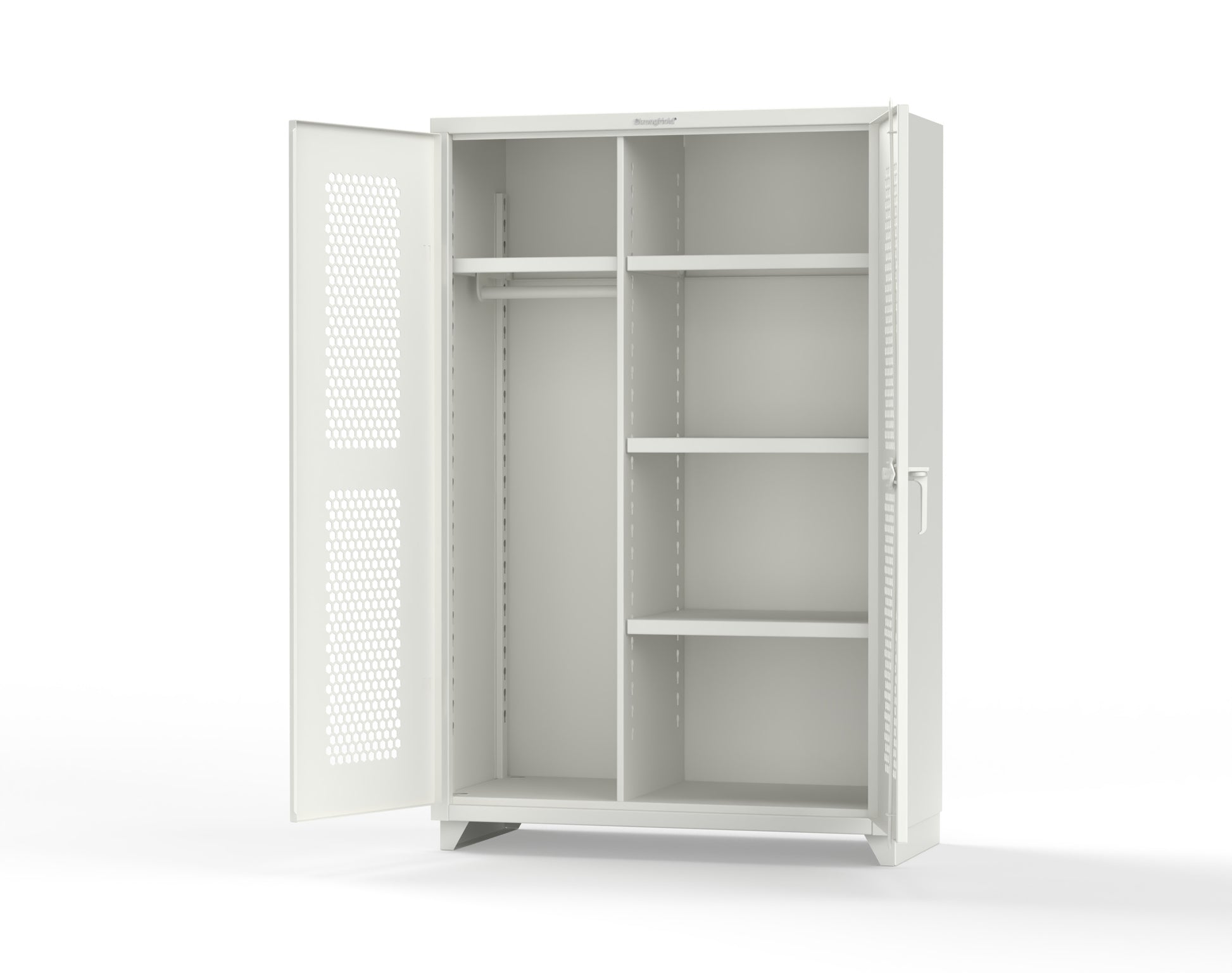 Extra Heavy Duty 14 GA Ventilated (Hex) Uniform Cabinet with 4 Shelves - 48 In. W x 24 In. D x 75 In. H - 46-H-W-244-L-9003