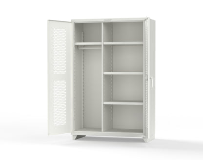 Extra Heavy Duty 14 GA Ventilated (Hex) Uniform Cabinet with 4 Shelves - 48 In. W x 24 In. D x 75 In. H - 46-H-W-244-L-9003