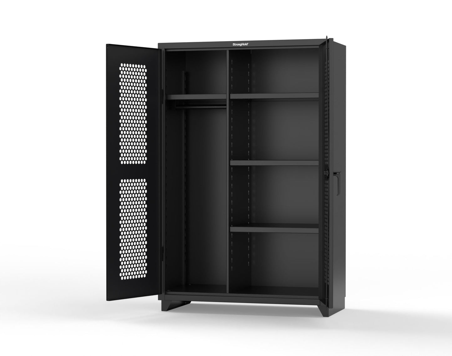 Extra Heavy Duty 14 GA Ventilated (Hex) Uniform Cabinet with 4 Shelves - 48 In. W x 24 In. D x 75 In. H - 46-H-W-244-L-9005