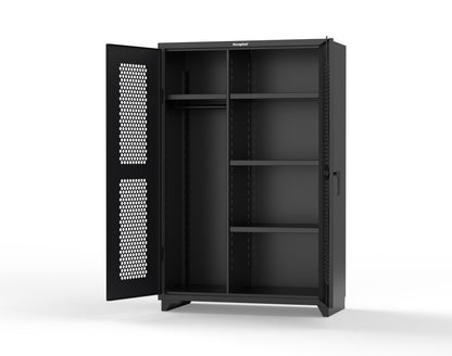 Extra Heavy Duty 14 GA Ventilated (Hex) Uniform Cabinet with 4 Shelves - 48 In. W x 24 In. D x 75 In. H - 46-H-W-244-L-9005