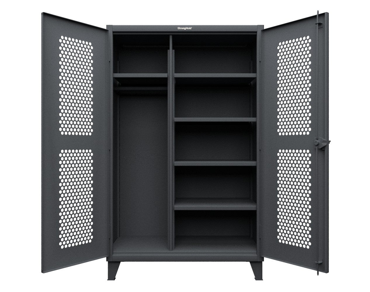 Extreme Duty 12 GA Ventilated (Hex) Uniform Cabinet with 5 Shelves - 48 In. W x 24 In. D x 78 In. H