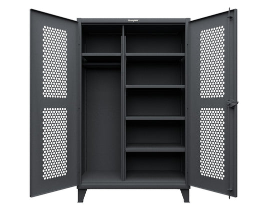 Extreme Duty 12 GA Ventilated (Hex) Uniform Cabinet with 5 Shelves - 48 In. W x 24 In. D x 78 In. H
