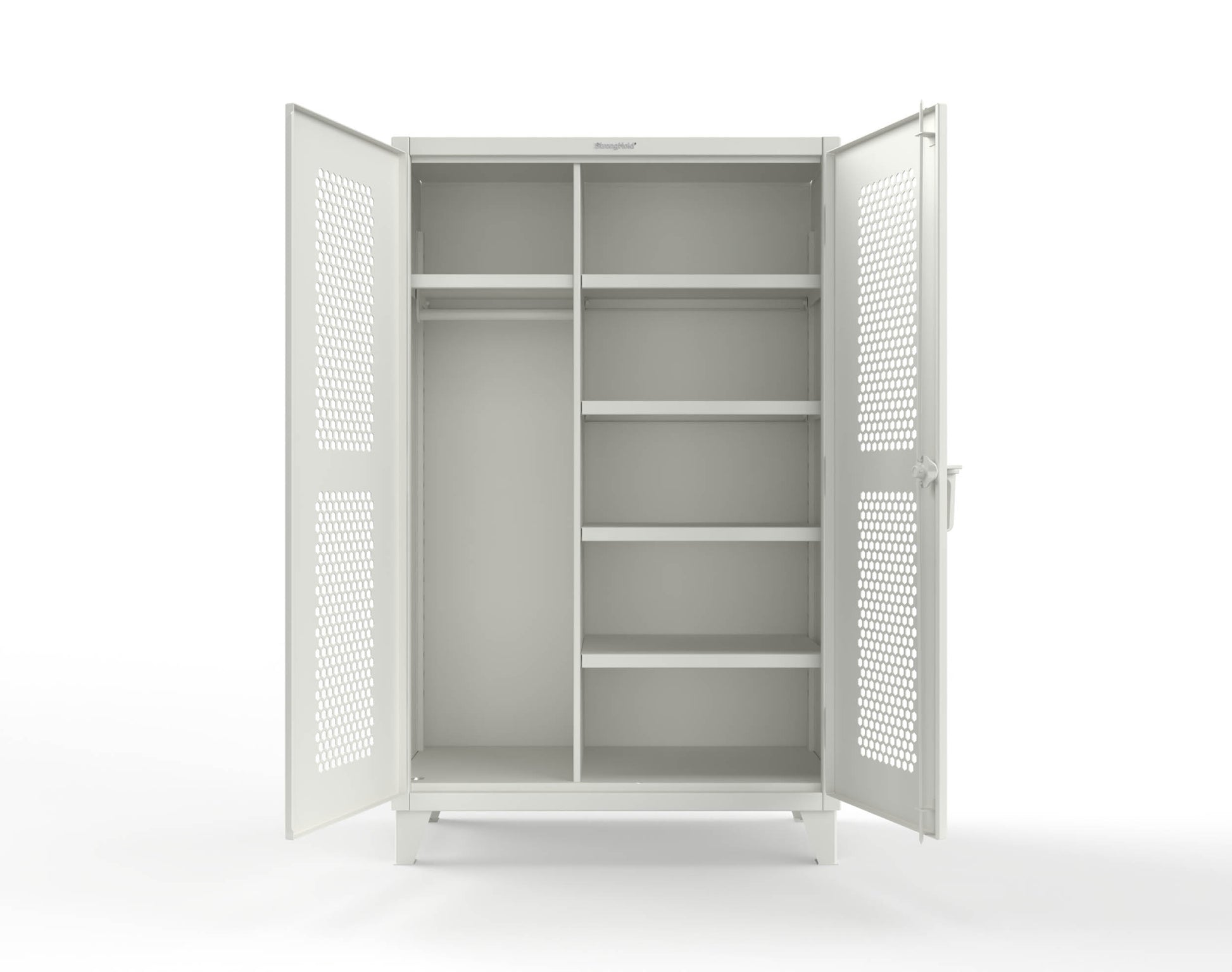 Extreme Duty 12 GA Ventilated (Hex) Uniform Cabinet with 5 Shelves - 48 In. W x 24 In. D x 78 In. H - 46-H-W-245-7024 - 46-H-W-245-9003