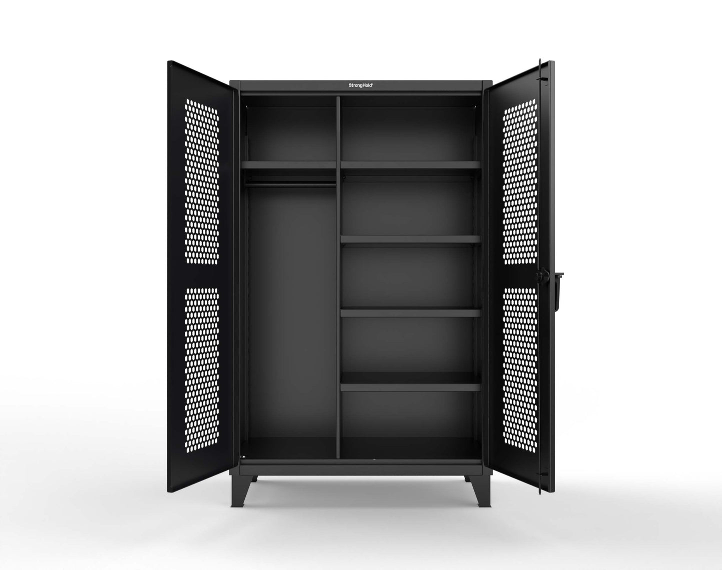 Extreme Duty 12 GA Ventilated (Hex) Uniform Cabinet with 5 Shelves - 48 In. W x 24 In. D x 78 In. H - 46-H-W-245-7024 - 46-H-W-245-9005