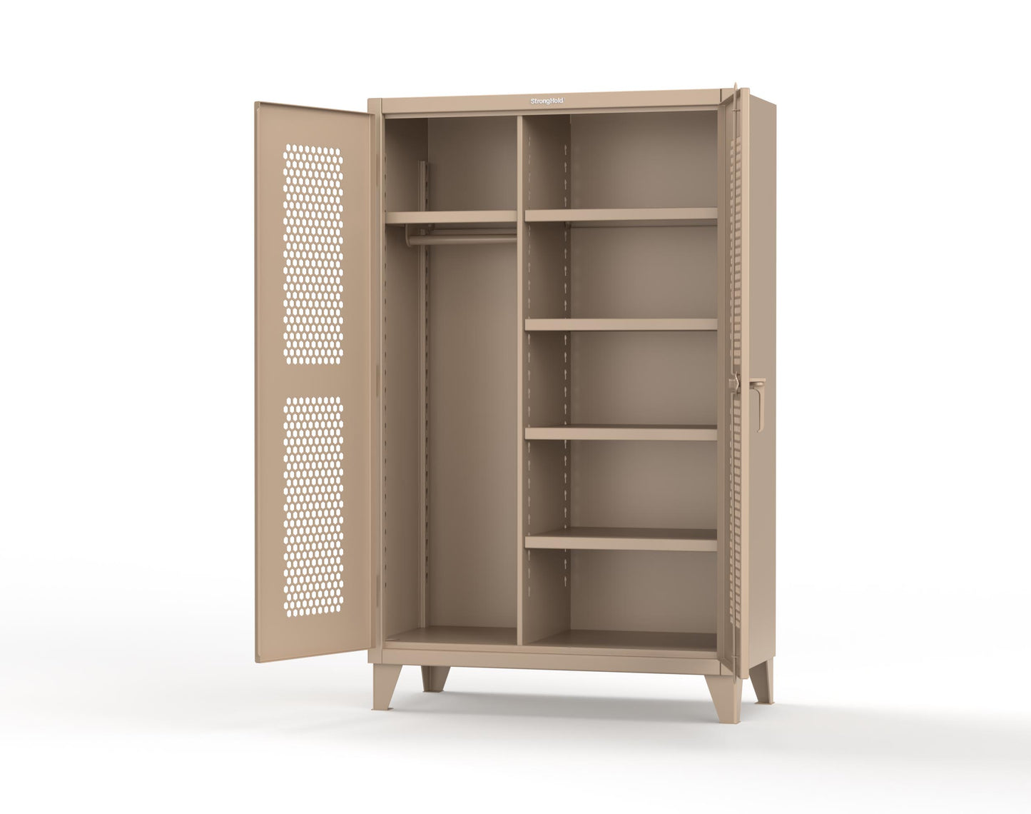 Extreme Duty 12 GA Ventilated (Hex) Uniform Cabinet with 5 Shelves - 48 In. W x 24 In. D x 78 In. H - 46-H-W-245-7024 - 46-H-W-245-1019