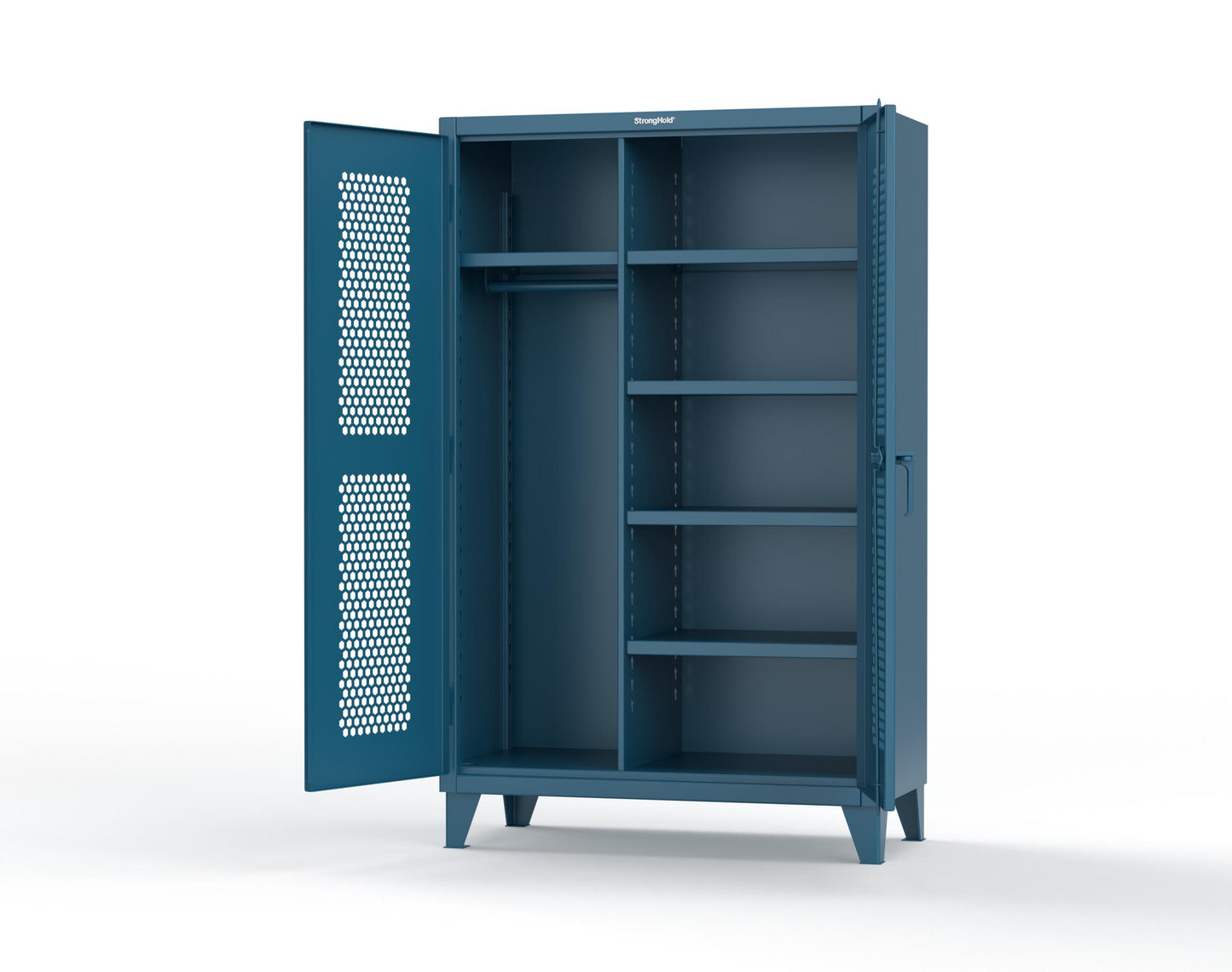 Extreme Duty 12 GA Ventilated (Hex) Uniform Cabinet with 5 Shelves - 48 In. W x 24 In. D x 78 In. H - 46-H-W-245-7024 - 46-H-W-245-5001