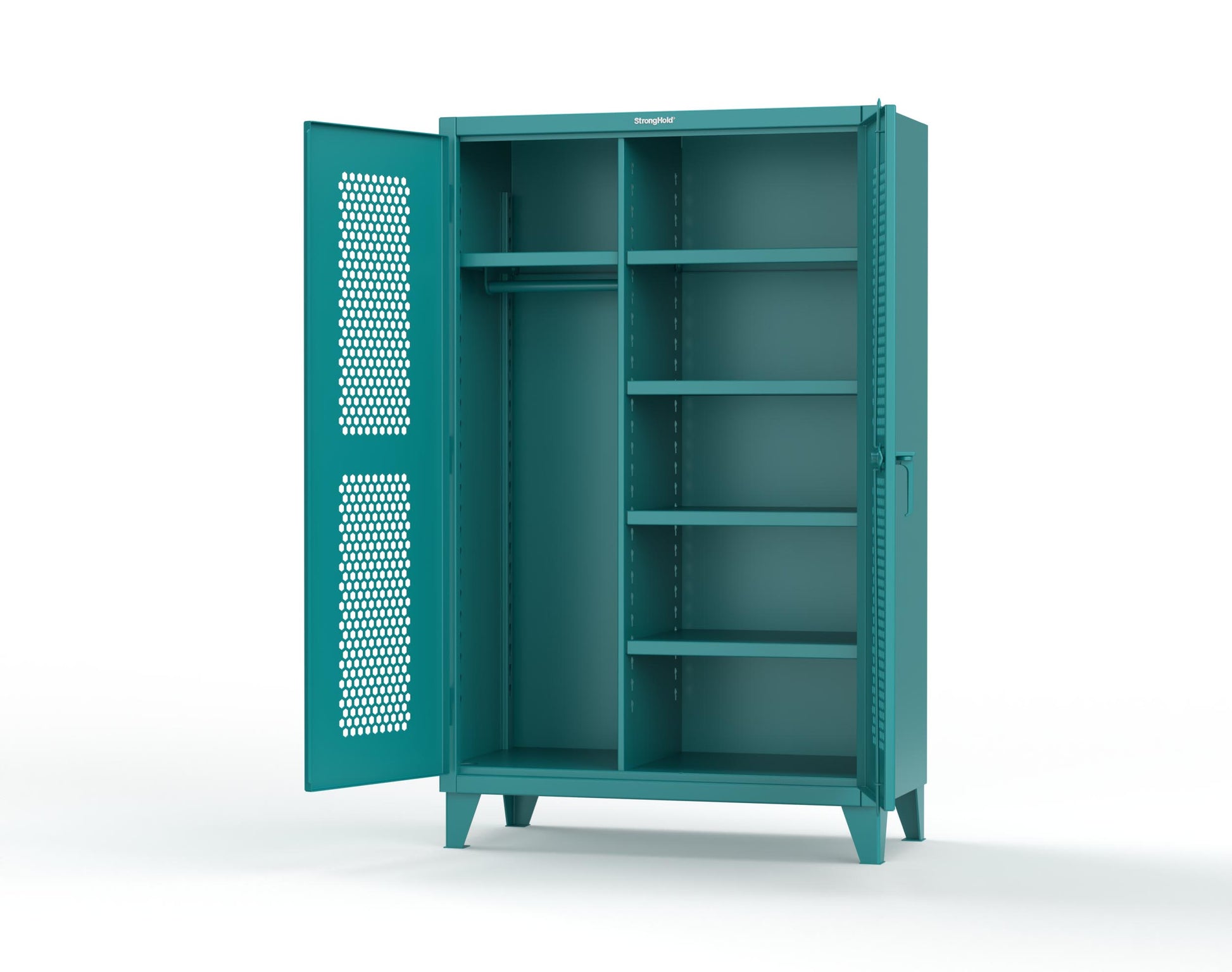 Extreme Duty 12 GA Ventilated (Hex) Uniform Cabinet with 5 Shelves - 48 In. W x 24 In. D x 78 In. H - 46-H-W-245-7024 - 46-H-W-245-5021