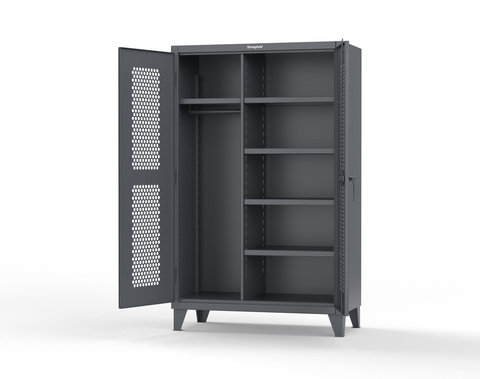 Extreme Duty 12 GA Ventilated (Hex) Uniform Cabinet with 5 Shelves - 48 In. W x 24 In. D x 78 In. H - 46-H-W-245-7024 - 46-H-W-245-7024