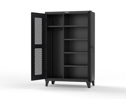 Extreme Duty 12 GA Ventilated (Hex) Uniform Cabinet with 5 Shelves - 48 In. W x 24 In. D x 78 In. H - 46-H-W-245-7024 - 46-H-W-245-9005