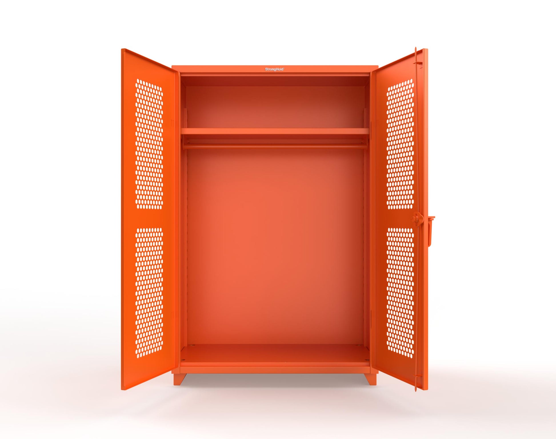  Extra Heavy Duty 14 GA Ventilated (Hex) Uniform Cabinet with Hanger Rod, 1 Shelf - 48 In. W x 24 In. D x 75 In. H - 46-H-WR-241-L-2009