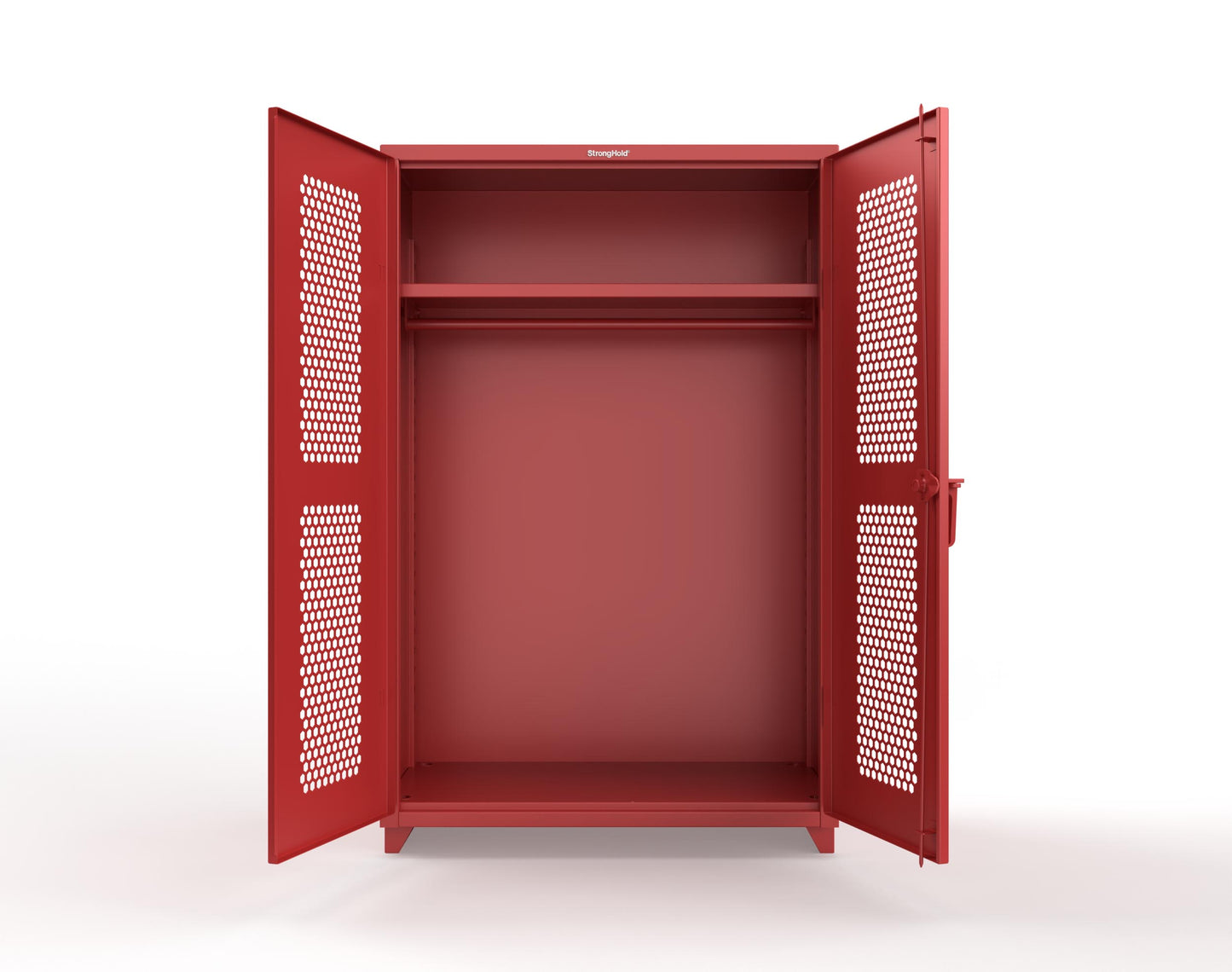  Extra Heavy Duty 14 GA Ventilated (Hex) Uniform Cabinet with Hanger Rod, 1 Shelf - 48 In. W x 24 In. D x 75 In. H - 46-H-WR-241-L-3001