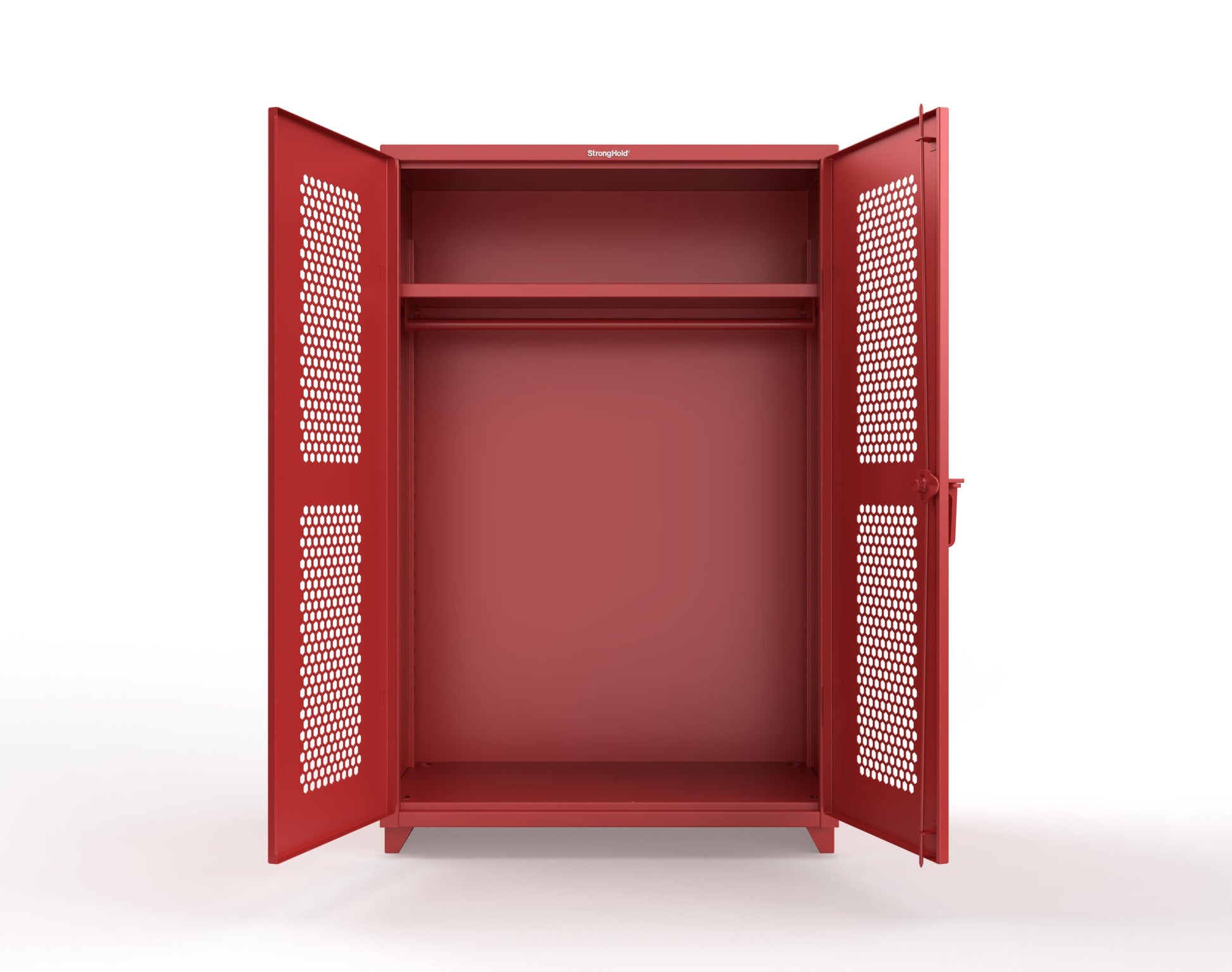  Extra Heavy Duty 14 GA Ventilated (Hex) Uniform Cabinet with Hanger Rod, 1 Shelf - 48 In. W x 24 In. D x 75 In. H - 46-H-WR-241-L-3001