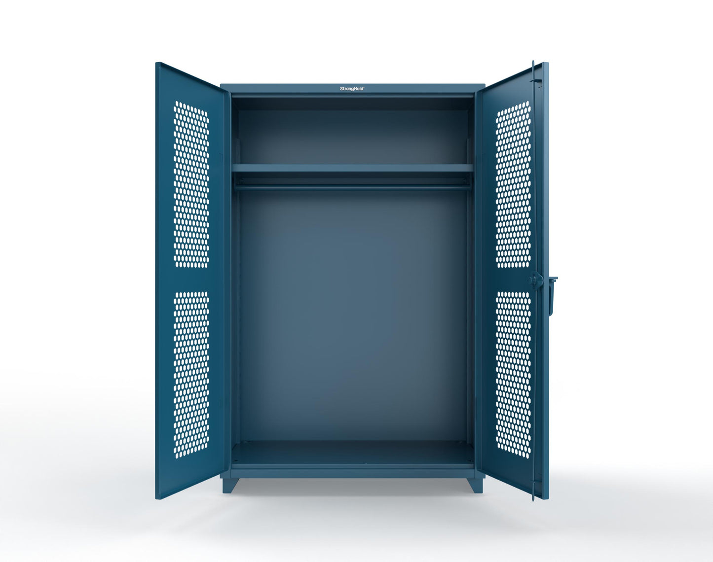  Extra Heavy Duty 14 GA Ventilated (Hex) Uniform Cabinet with Hanger Rod, 1 Shelf - 48 In. W x 24 In. D x 75 In. H - 46-H-WR-241-L-5001