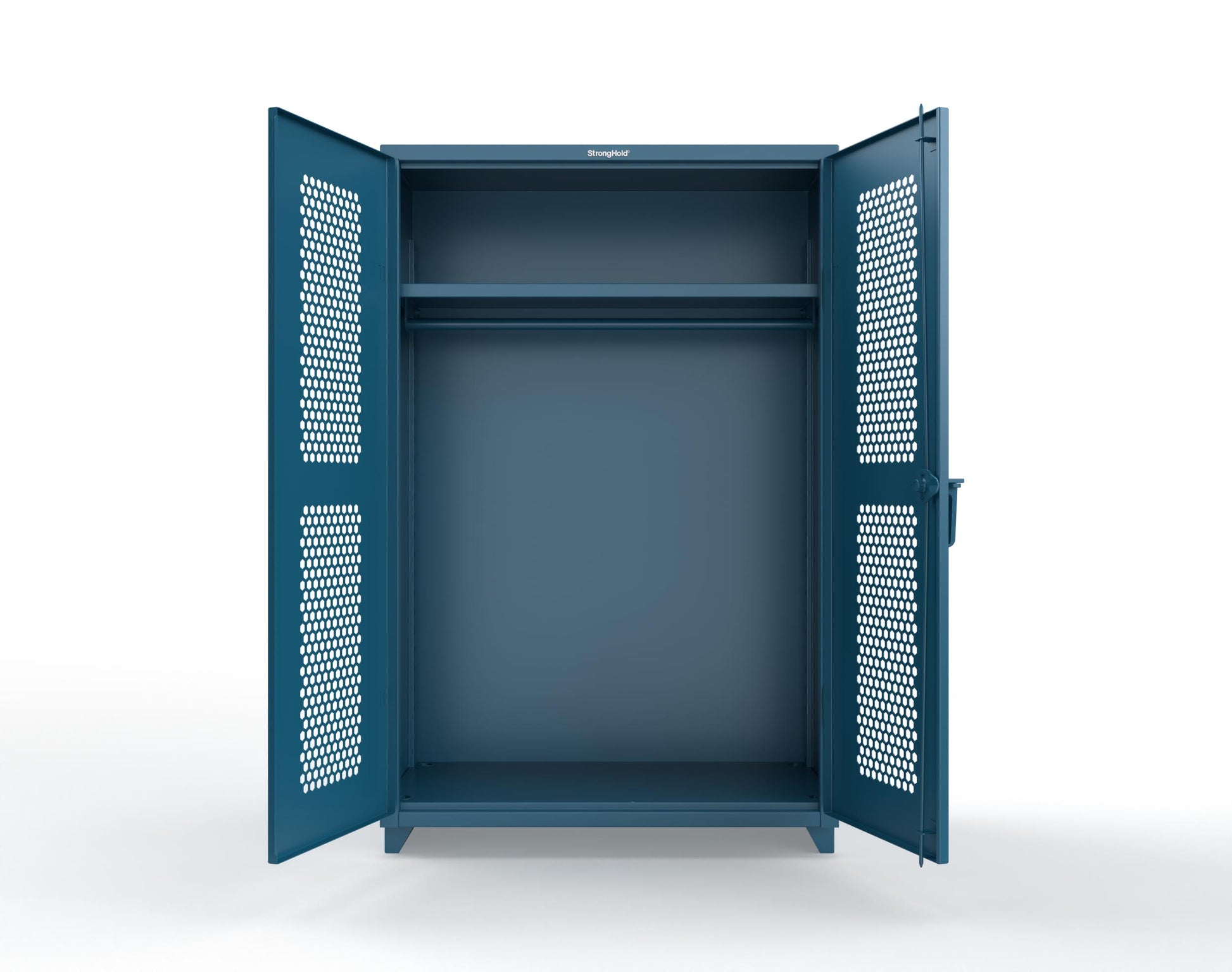  Extra Heavy Duty 14 GA Ventilated (Hex) Uniform Cabinet with Hanger Rod, 1 Shelf - 48 In. W x 24 In. D x 75 In. H - 46-H-WR-241-L-5001