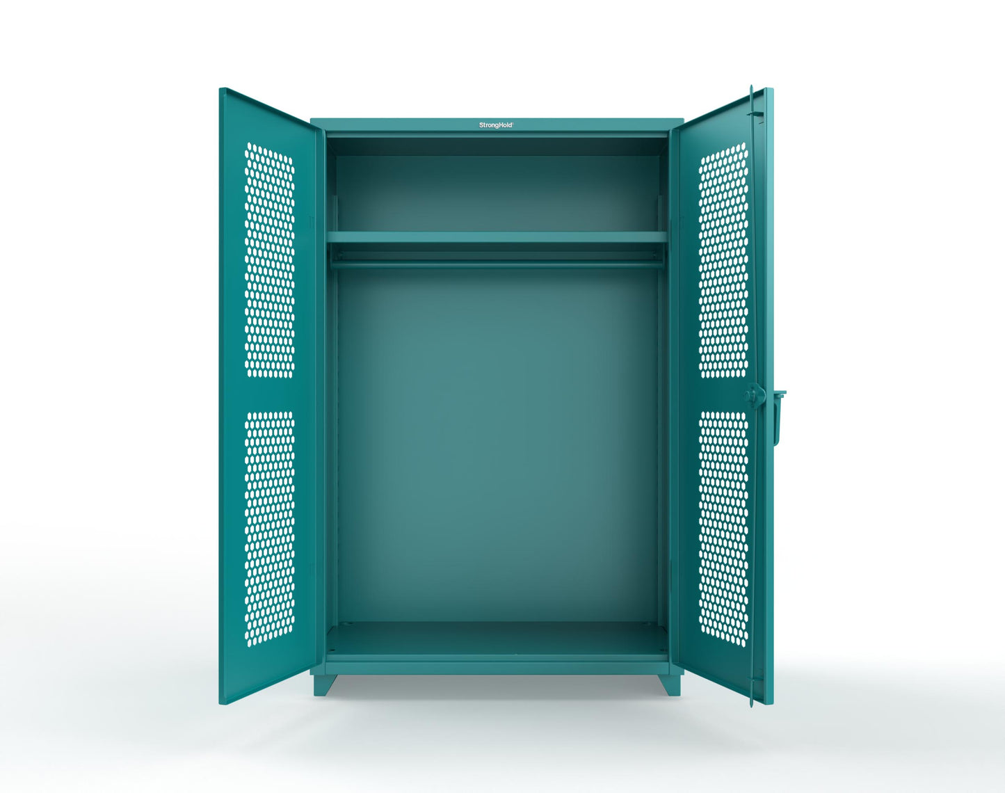  Extra Heavy Duty 14 GA Ventilated (Hex) Uniform Cabinet with Hanger Rod, 1 Shelf - 48 In. W x 24 In. D x 75 In. H - 46-H-WR-241-L-5021