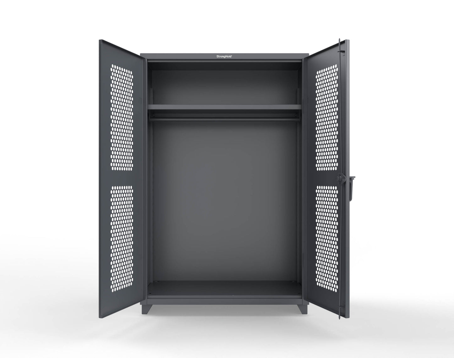  Extra Heavy Duty 14 GA Ventilated (Hex) Uniform Cabinet with Hanger Rod, 1 Shelf - 48 In. W x 24 In. D x 75 In. H - 46-H-WR-241-L-7024