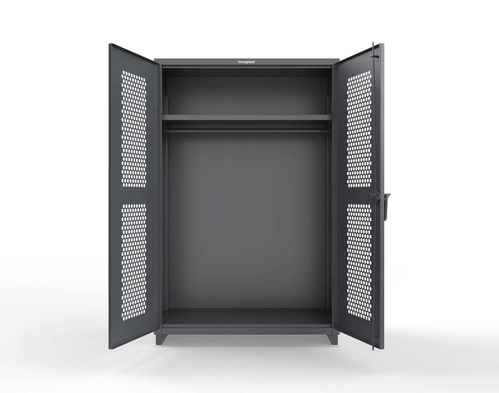  Extra Heavy Duty 14 GA Ventilated (Hex) Uniform Cabinet with Hanger Rod, 1 Shelf - 48 In. W x 24 In. D x 75 In. H - 46-H-WR-241-L-7024