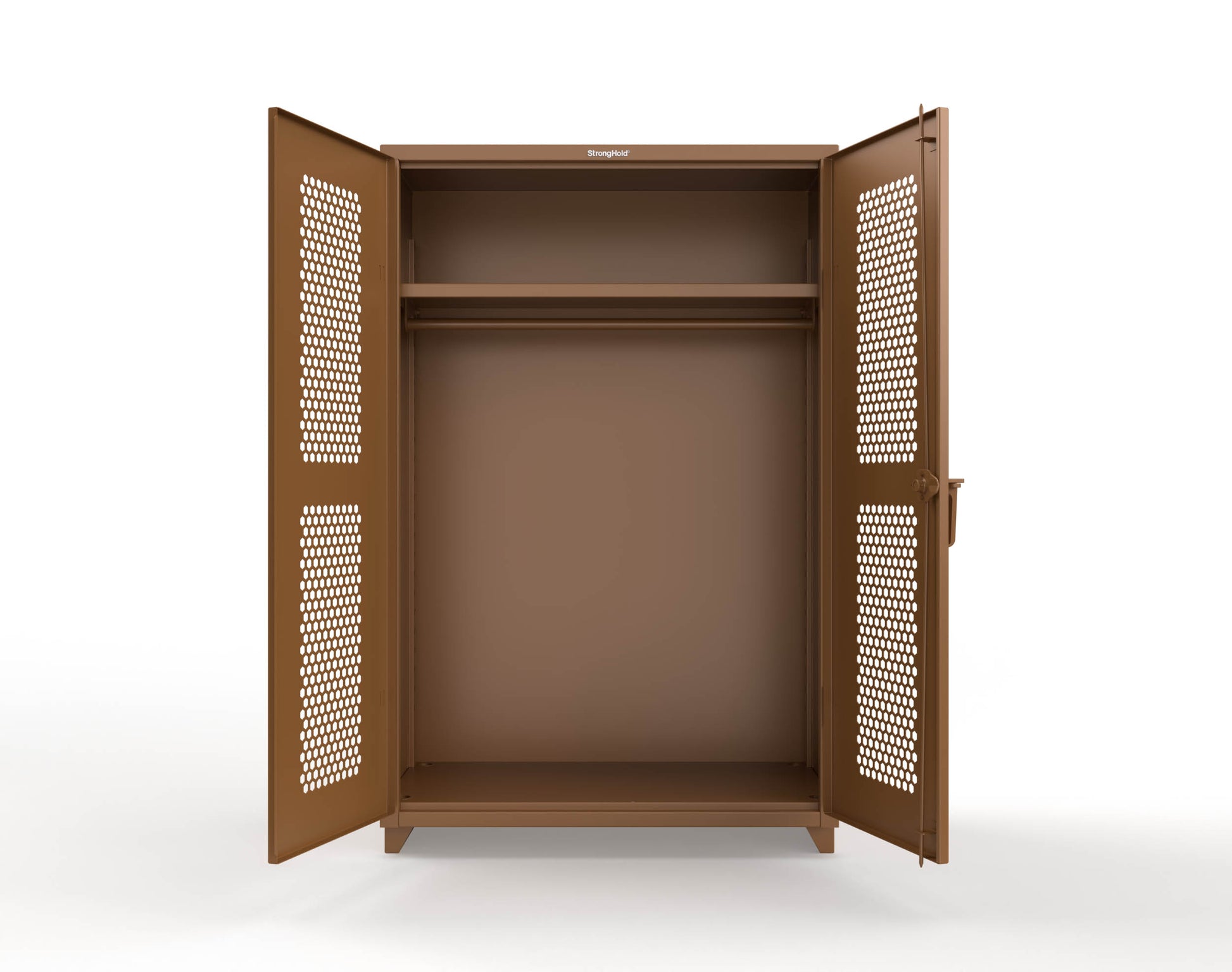  Extra Heavy Duty 14 GA Ventilated (Hex) Uniform Cabinet with Hanger Rod, 1 Shelf - 48 In. W x 24 In. D x 75 In. H - 46-H-WR-241-L-8008