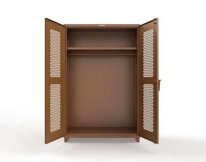  Extra Heavy Duty 14 GA Ventilated (Hex) Uniform Cabinet with Hanger Rod, 1 Shelf - 48 In. W x 24 In. D x 75 In. H - 46-H-WR-241-L-8008