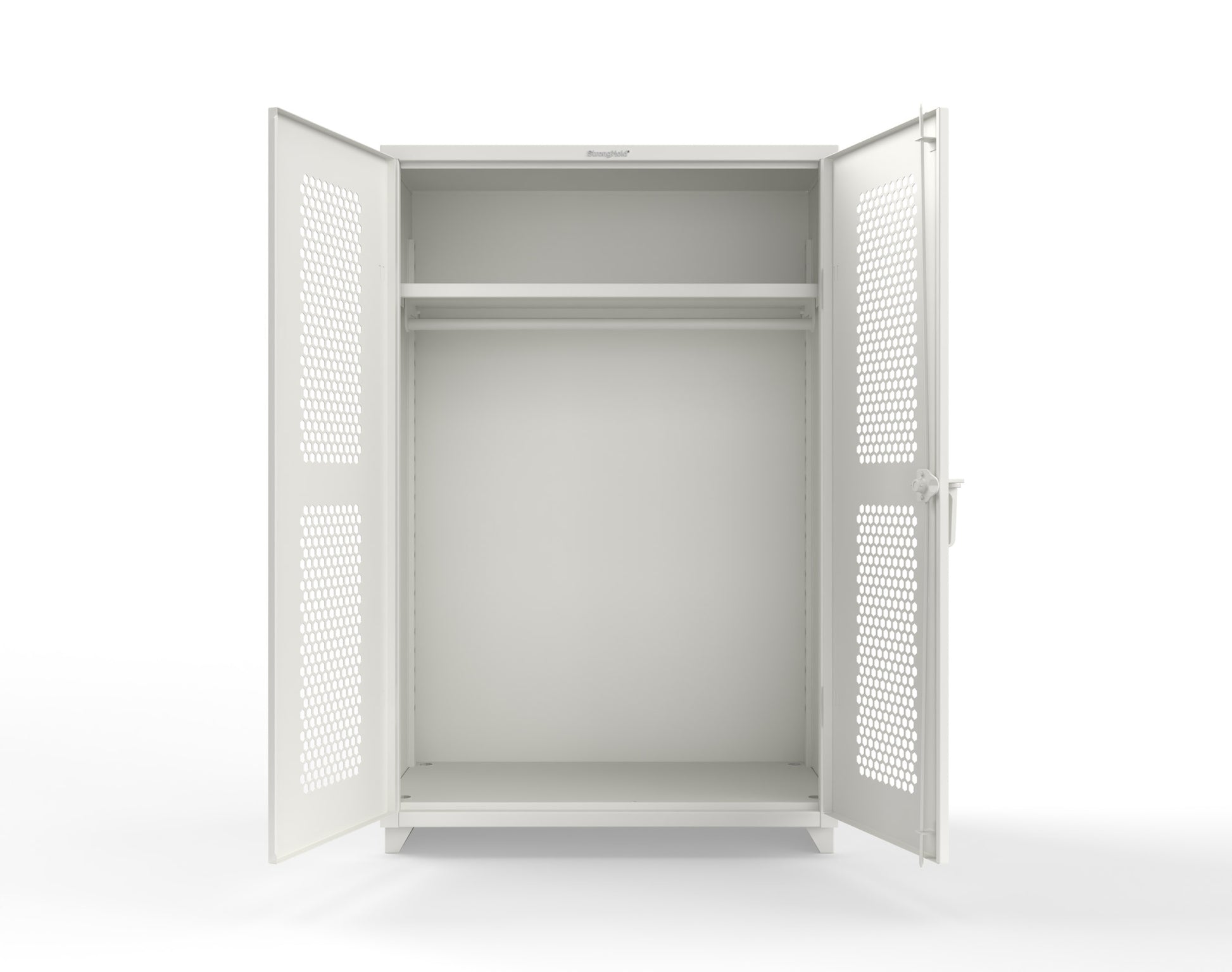  Extra Heavy Duty 14 GA Ventilated (Hex) Uniform Cabinet with Hanger Rod, 1 Shelf - 48 In. W x 24 In. D x 75 In. H - 46-H-WR-241-L-9003