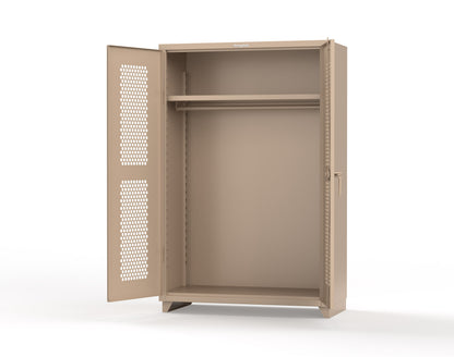  Extra Heavy Duty 14 GA Ventilated (Hex) Uniform Cabinet with Hanger Rod, 1 Shelf - 48 In. W x 24 In. D x 75 In. H - 46-H-WR-241-L-1019
